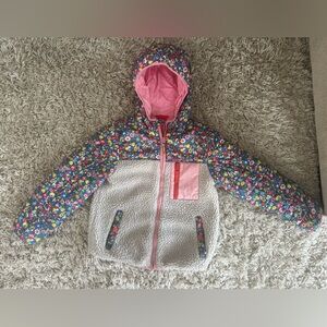 Boden Pink Floral Sherpa Jacket